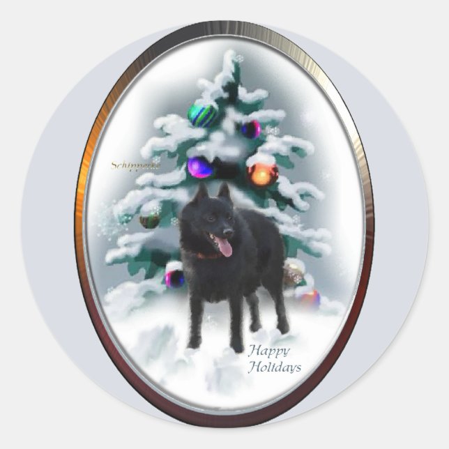 Schipperke Christmas Gifts Classic Round Sticker (Front)