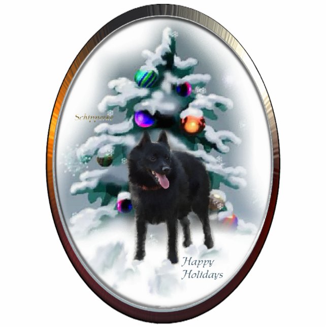 Schipperke Christmas Gifts Ornament Photo Sculpture Decoration (Front)