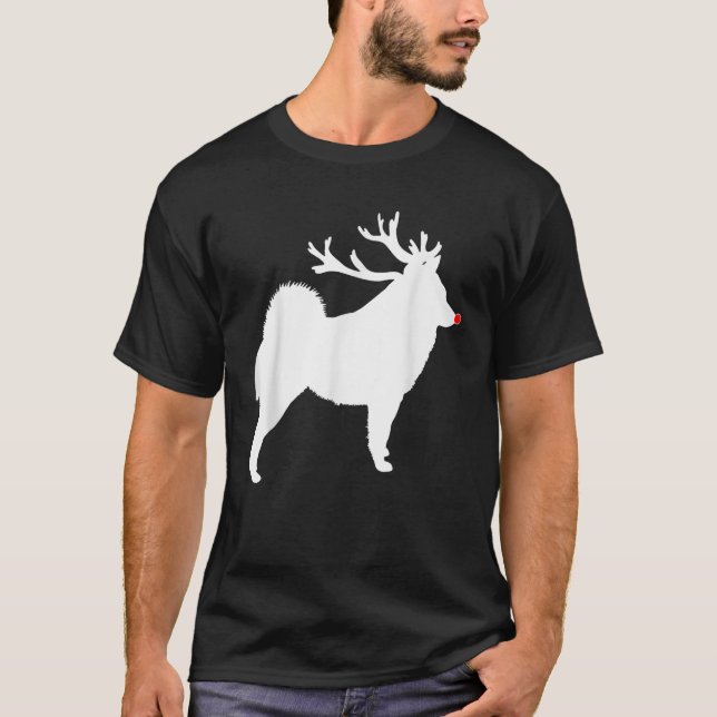 Schipperke Christmas Nosed Reindeer Schipperke San T-Shirt (Front)