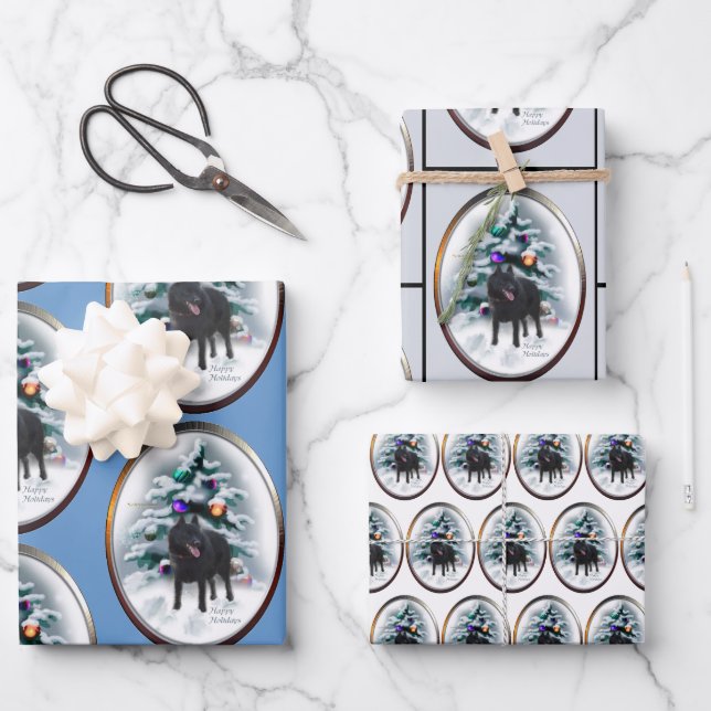 Schipperke Christmas Wrapping Paper Sheet (Front)