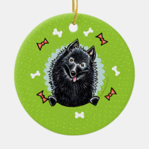 Schipperke Christmas Wreath Ceramic Tree Decoration