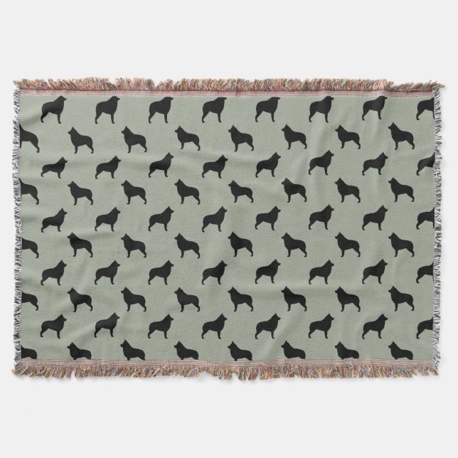 Schipperke Dog Breed Silhouettes Pattern Throw Blanket (Front)