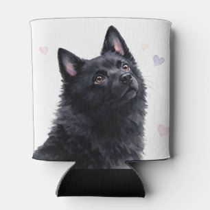 schipperke Dog Breed with Hearts Can Cooler