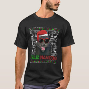 Schipperke Dog Feliz Navidog Funny Christmas T-Shirt