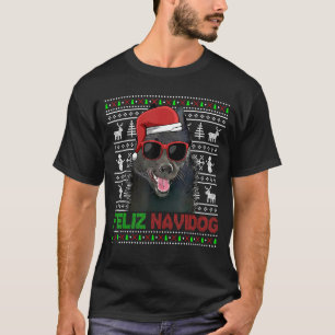 Schipperke Dog Feliz Navidog Funny Christmas T-Shirt