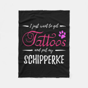 Schipperke Dog Lover Tattoo Funny Dog Mum Gift Ide Fleece Blanket