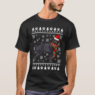 Schipperke Dog Santa Hat Xmas Ugly Christmas T-Shirt