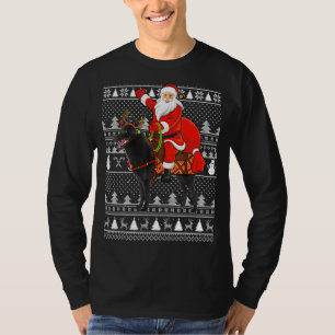 Schipperke Dog  Santa Riding Schipperke Ugly Chris T-Shirt