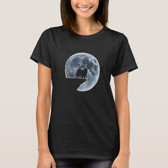 Schipperke Halloween Costume Moon Silhouette T-Shirt (Front)