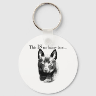 Schipperke Happy Face Key Ring