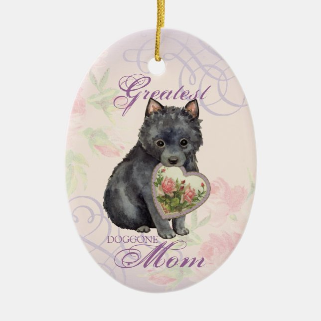 Schipperke Heart Mum Ceramic Ornament (Front)