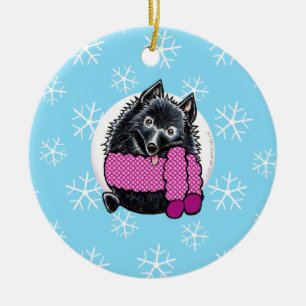 Schipperke Let it Snow Ceramic Tree Decoration