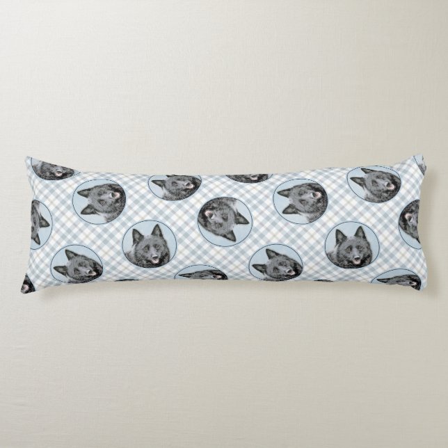 Schipperke Painting Black Cute Original Dog Art Body Cushion (Front)