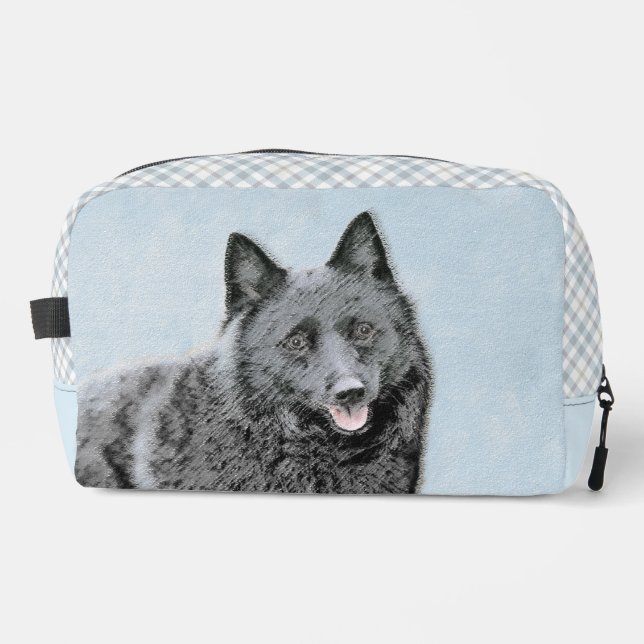 Schipperke Painting Black Cute Original Dog Art Dopp Kit (Front)