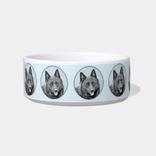 Schipperke Painting - Cute Original Dog Art Bowl