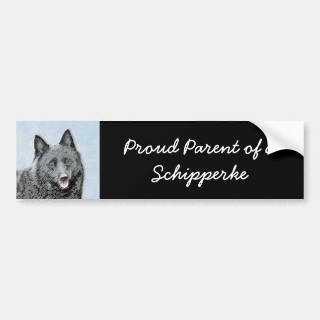 Schipperke Painting - Cute Original Dog Art Bumper Sticker (Front)