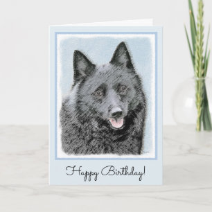 Schipperke Painting - Cute Original Dog Art Card