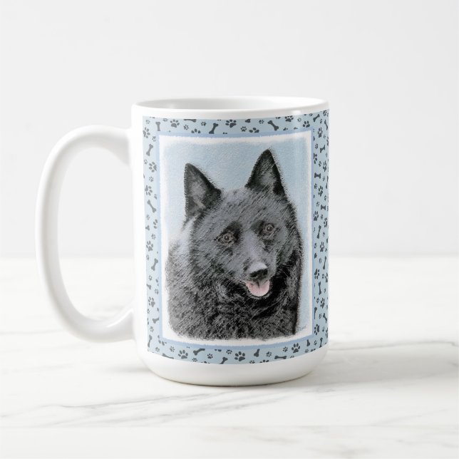 Schipperke Painting - Cute Original Dog Art Coffee Mug (Left)