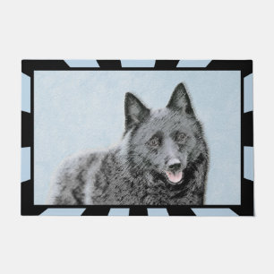 Schipperke Painting - Cute Original Dog Art Doormat