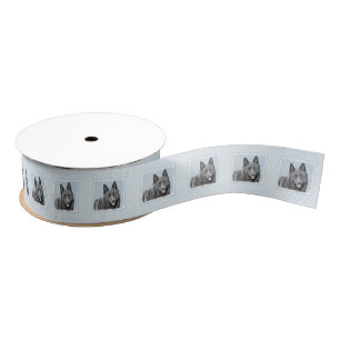Schipperke Painting - Cute Original Dog Art Grosgrain Ribbon