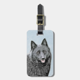 Schipperke Painting - Cute Original Dog Art Luggage Tag
