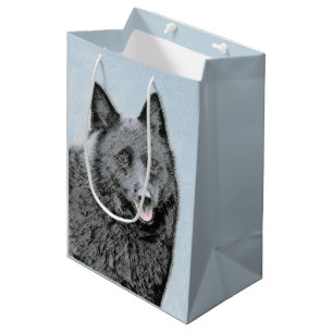 Schipperke Painting - Cute Original Dog Art Medium Gift Bag
