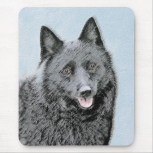 Schipperke Painting - Cute Original Dog Art Mouse Mat