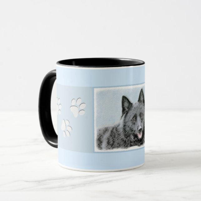 Schipperke Painting - Cute Original Dog Art Mug (Front Left)
