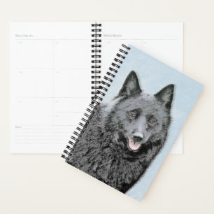 Schipperke Painting - Cute Original Dog Art Planner