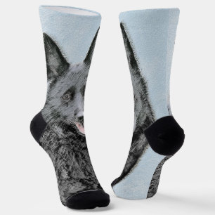 Schipperke Painting - Cute Original Dog Art Socks