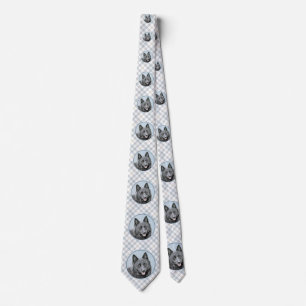 Schipperke Painting - Cute Original Dog Art Tie