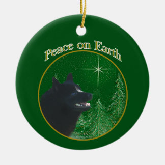 Schipperke Peace Ceramic Tree Decoration