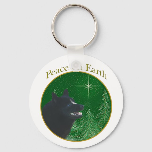 Schipperke Peace Key Ring (Front)