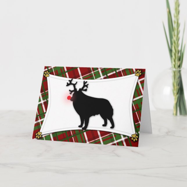 Schipperke Reindeer Christmas Card (Front)