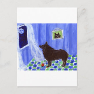 schipperke senses smiling moon postcard