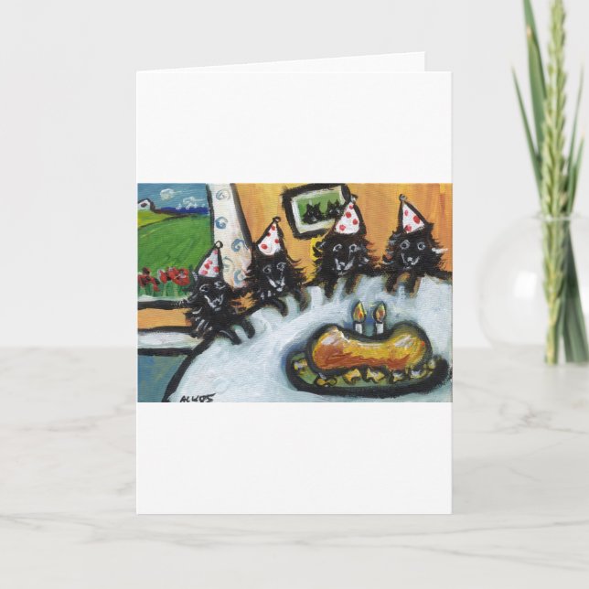 Schipperke summer birthday party card (Front)