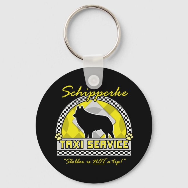 Schipperke Taxi Service Key Ring (Front)