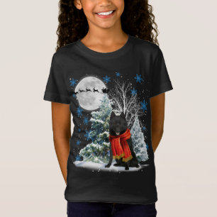 Schipperke Under Moonlight Snow Christmas Pajama T-Shirt