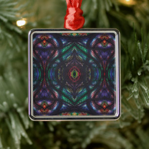 Schism Dark Rainbow Abstract Watercolor Art Metal Tree Decoration