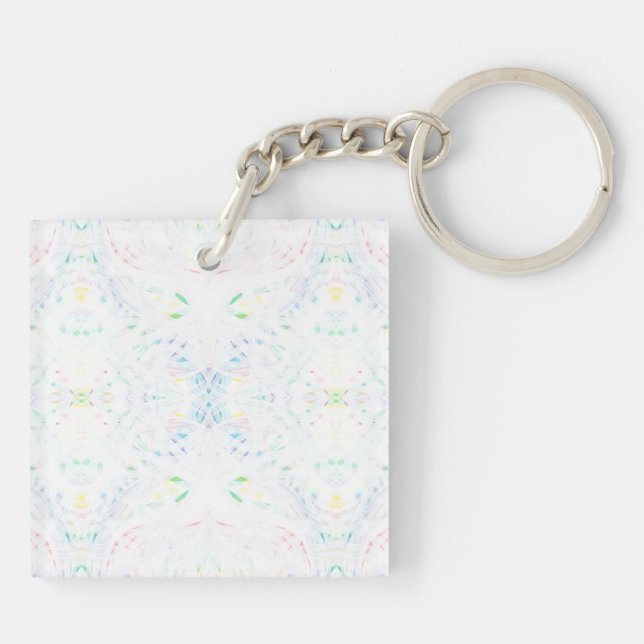 Schism Light Rainbow Abstract Watercolor Art Key Ring (Back)