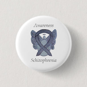 Schizophrenia Awareness Ribbon Angel Custom Pins