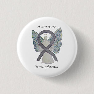 Schizophrenia Awareness Ribbon Angel Custom Pins