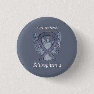 Schizophrenia Awareness Ribbon Angel Custom Pins