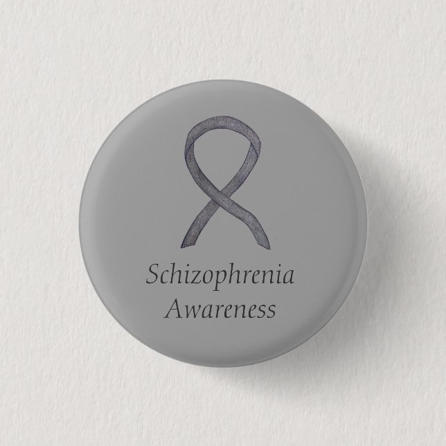 Schizophrenia Awareness Ribbon Custom Pins (Front)