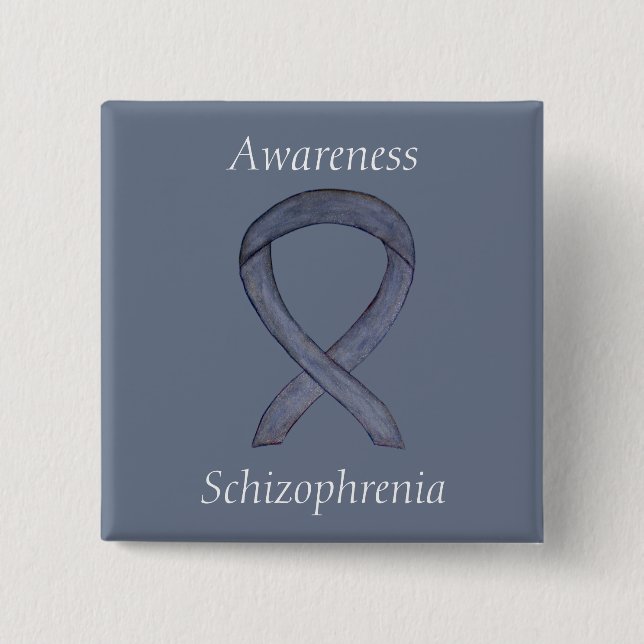 Schizophrenia Awareness Ribbon Custom Pins (Front)