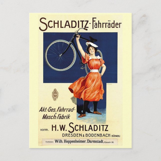 Schladitz-Fahrräder Vintage Bicycle Poster Postcard (Front)