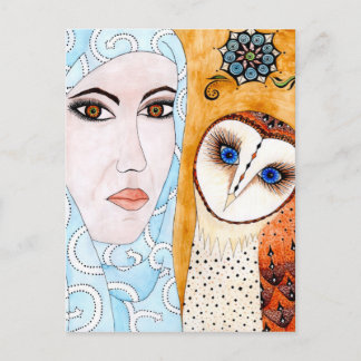 Schleiereule & Frau Postcard