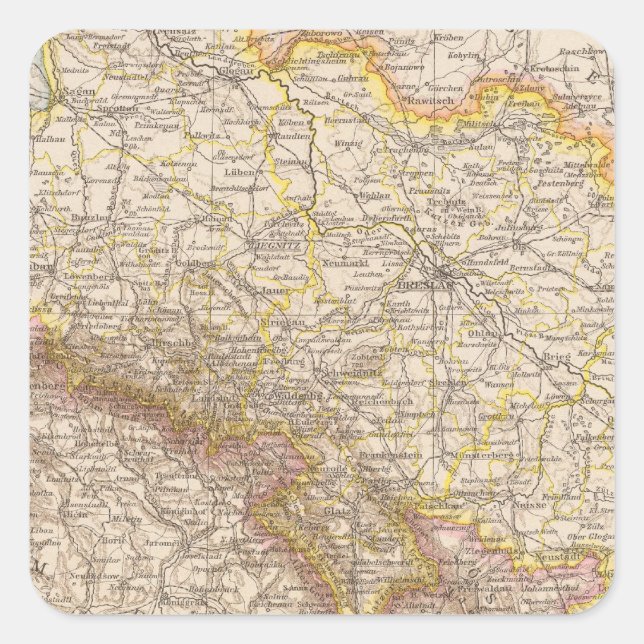 Schlesien Atlas Map Square Sticker (Front)