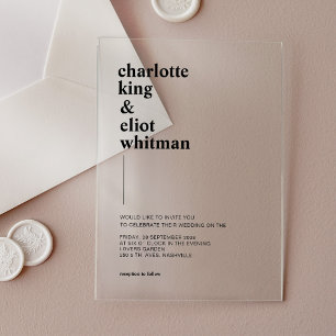 Schlicht modern, bold acrylic invitations
