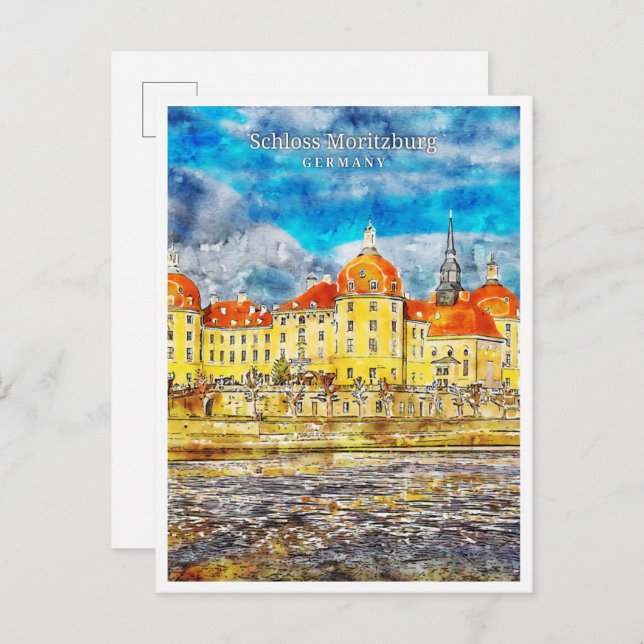 Schloss Moritzburg Germany travel watercolor Postcard (Front/Back)